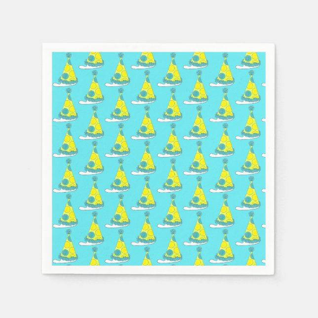 Polka Dot Party Hat Happy Birthday Celebration Napkins (Front)