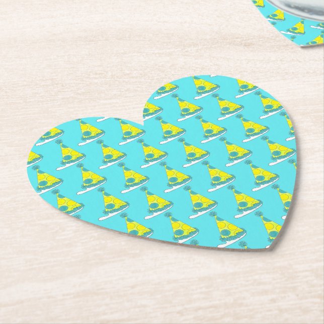 Polka Dot Party Hat Happy Birthday Celebration Paper Coaster (Angled)
