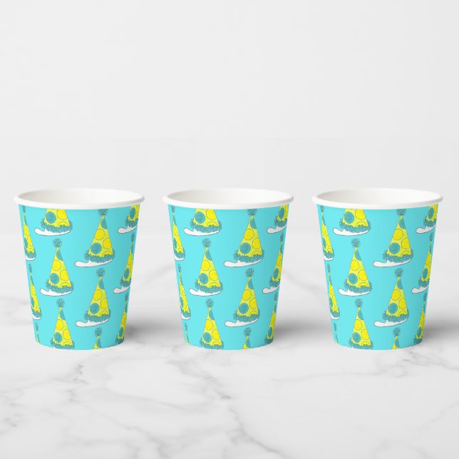 Polka Dot Party Hat Happy Birthday Celebration Paper Cups (Multi)