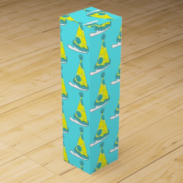 Polka Dot Party Hat Happy Birthday Celebration Wine Box (Front)