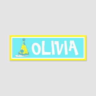 Polka Dot Party Hats Happy Birthday Celebration Name Tag