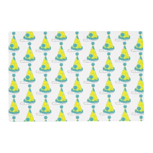 Polka Dot Party Hats Happy Birthday Celebration Placemat