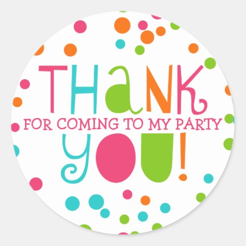 Polka Dot Party Hooray Thank You Favor Sticker