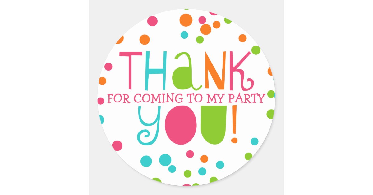 Polka Dot Party Hooray Thank You Favor Sticker | Zazzle