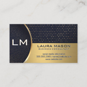 Polka Dot Patter Gold Metallic Color Block Business Card