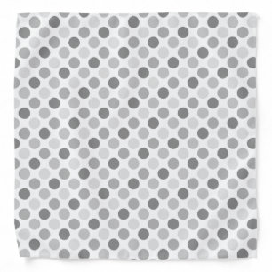 Polka Dot Pattern, All Shades of Grey Fractal Art Bandana