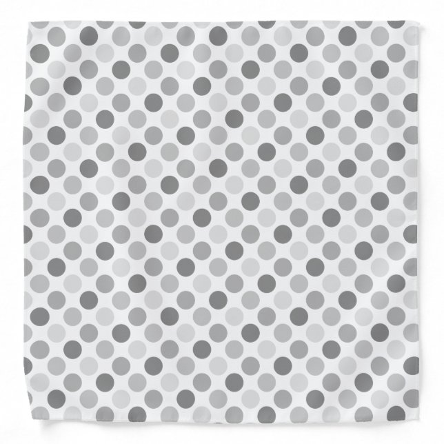 Polka Dot Pattern, All Shades of Grey Fractal Art Bandana (Front)