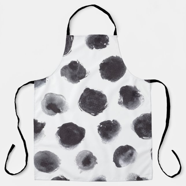 Polka dot pattern: black, gray. apron (Front)
