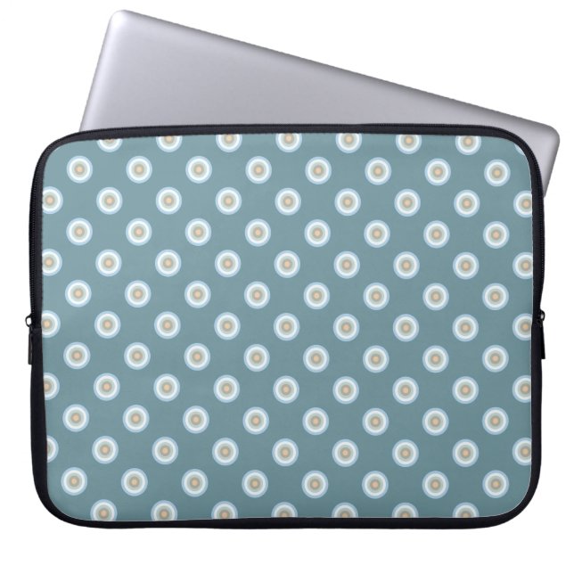 Polka Dot Pattern -Blue Brown Sand Beige Turquoise Laptop Sleeve (Front)