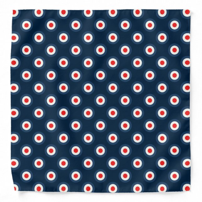 Polka Dot Pattern - Blue Red White Bandana (Front)