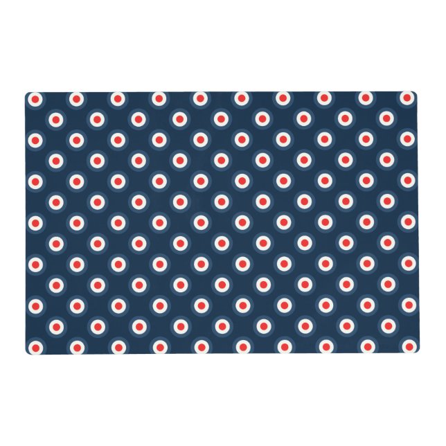 Polka Dot Pattern - Blue Red White Placemat (Back)
