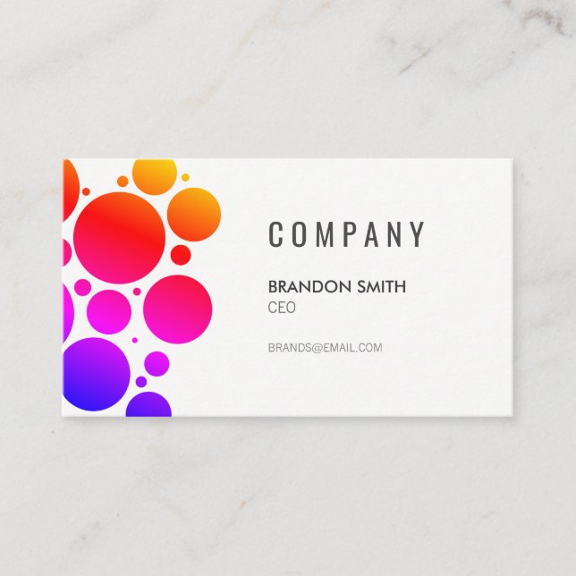 Polka Dot Pattern / Colorful Business Card (Front)