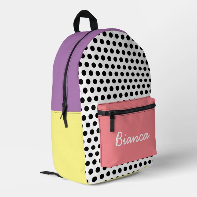Polka Dot Pattern Colorful Kids Printed Backpack (Back Corner Left)