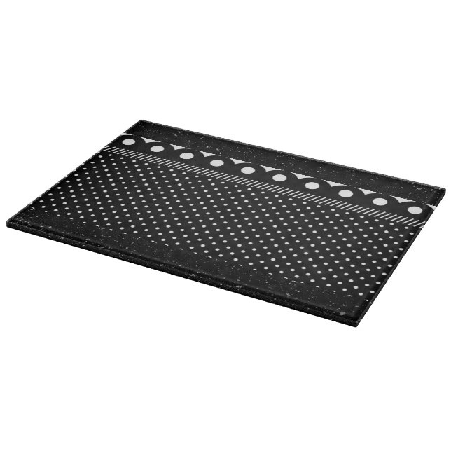 Polka Dot Pattern Digital Black White Love Destiny Cutting Board (Corner)