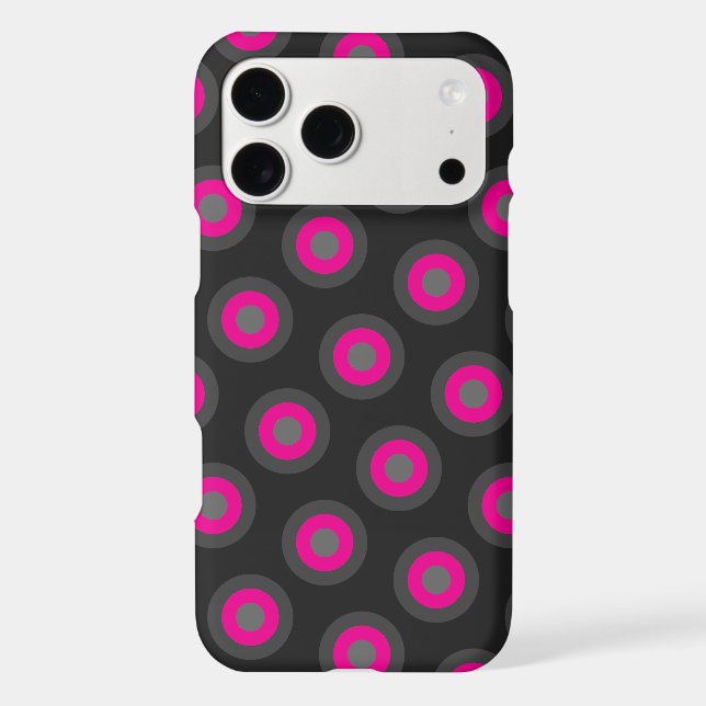 Polka Dot Pattern - Hot Pink and Black iPhone Case (Back)