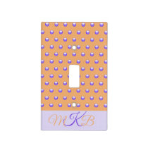 Polka Dot Pattern Modern Blue Peach Spots Monogram Light Switch Cover