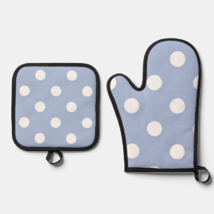 Polka dot pattern oven mitt & pot holder set