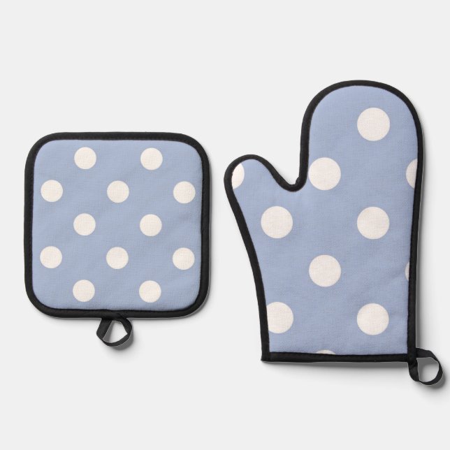 Polka dot pattern oven mitt & pot holder set (Front)