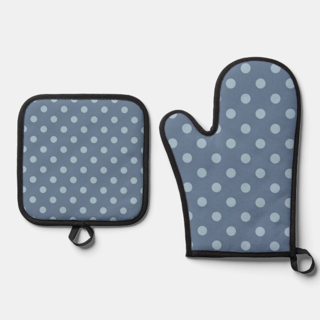 Polka dot pattern oven mitt & pot holder set (Front)