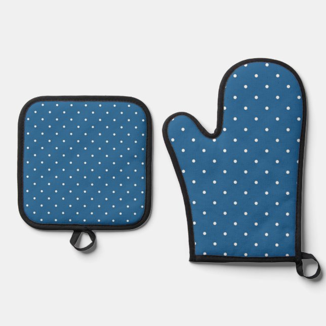 Polka dot pattern oven mitt & pot holder set (Front)