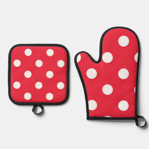 Polka dot pattern oven mitt & pot holder set