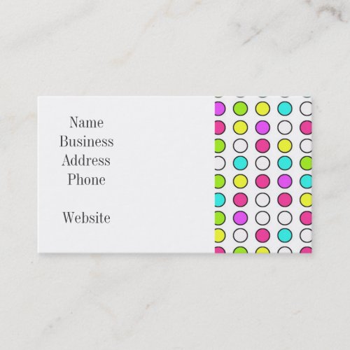 Polka Dot Pattern Pink Teal Lime Green Yellow Business Card