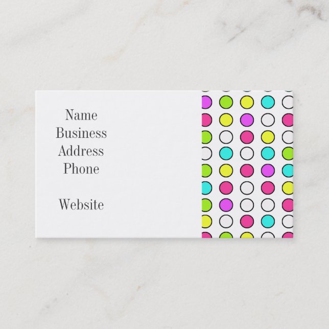 Polka Dot Pattern Pink Teal Lime Green Yellow Business Card (Front)