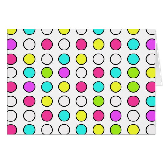 Polka Dot Pattern Pink Teal Lime Green Yellow Cards (Front Horizontal)