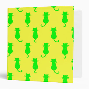 Polka Dot Pattern Pop Art Cat In Lime and Yellow 3 Ring Binder