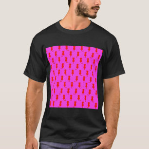 Polka Dot Pattern Pop Art Cat In Red and Hot Pink. T-Shirt