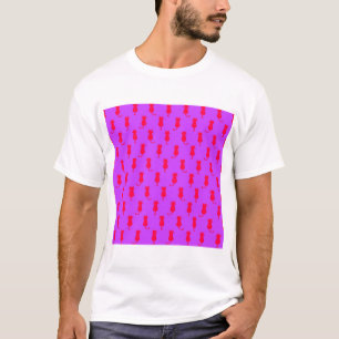 Polka Dot Pattern Pop Art Cat In Red and Lİlac T-Shirt