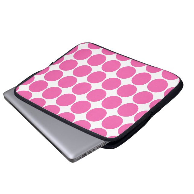 Polka Dot Pattern Print Design Hot Pink Polka Dots Laptop Sleeve (Front Bottom)
