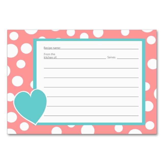 Polka Dot Pattern Recipe Cards (Front)