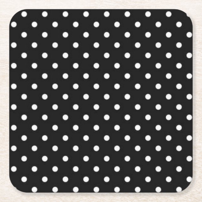 Polka dot pattern square paper coaster (Front)