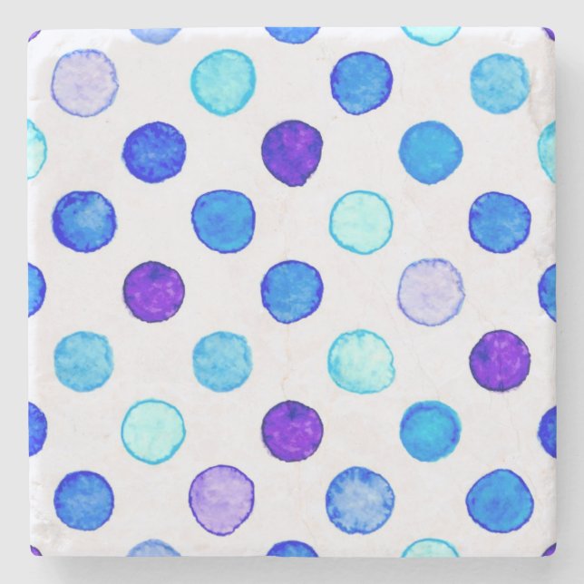 Polka dot pattern stone coaster (Front)