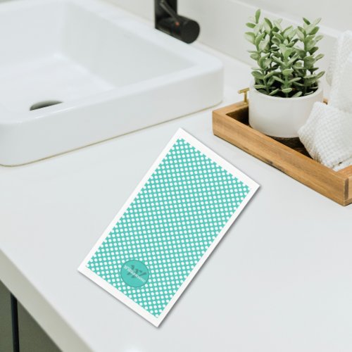 Polka Dot Pattern Turquoise Monogram Family Name Paper Guest Towels