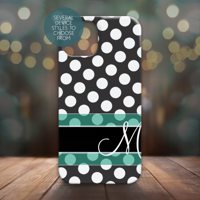 Polka Dot Pattern with Monogram Iphone Case (Personalized Phone Case - Many Device Styles to Choose From)