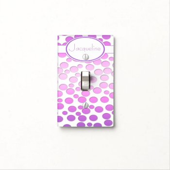 Polka Dot Pattern With Monogram    ~pink To Purple Light Switch Cover by Fanattic at Zazzle