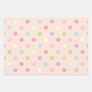 Polka dot pattern wrapping paper sheets