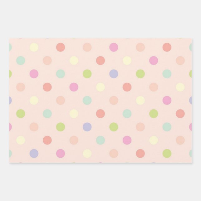 Polka dot pattern wrapping paper sheets (Front)