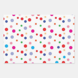 Polka dot pattern wrapping paper sheets