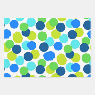 Polka dot pattern wrapping paper sheets