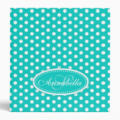 Polka dot patterned aqua mint add your name folder