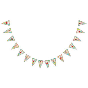 Polka Dot Patterned Bunting with Photos Flags