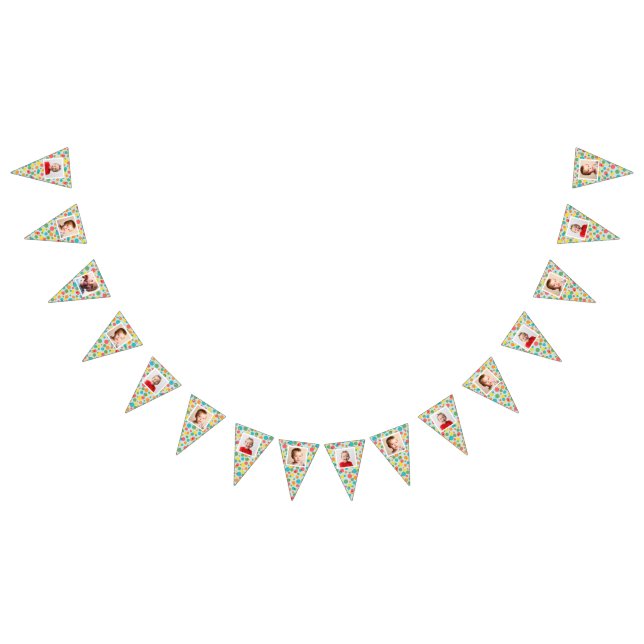 Polka Dot Patterned Bunting with Photos Flags (All)
