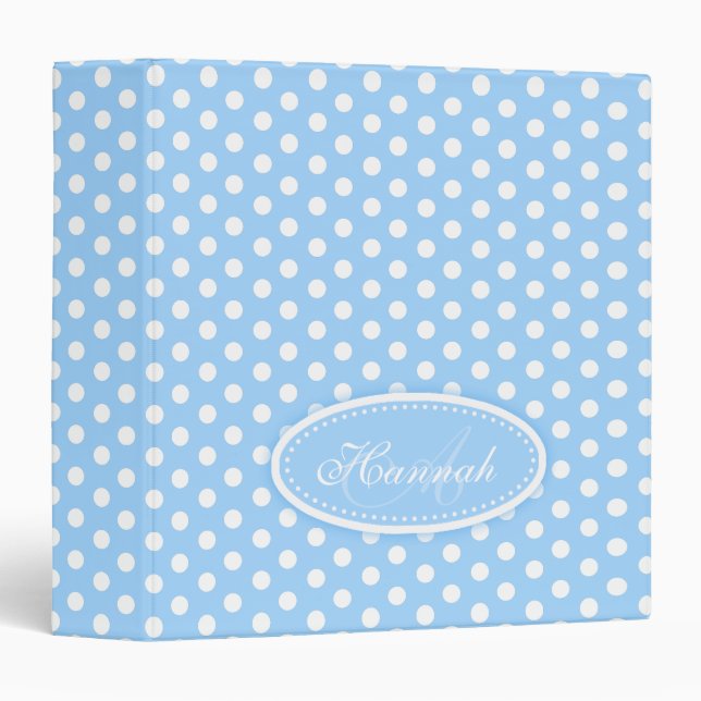 Polka dot patterned pale blue add your name folder (Front/Spine)