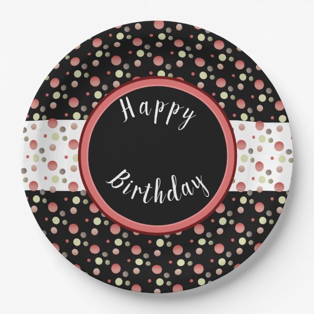 Polka Dot Patterned Paper Plates (Front)