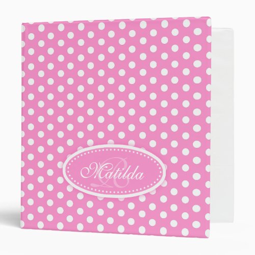 Polka dot patterned pink add your name folder
