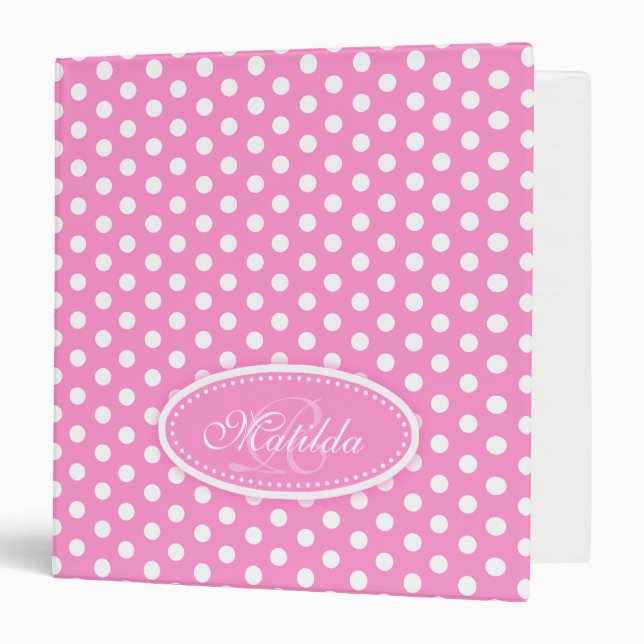 Polka dot patterned pink add your name folder (Front/Inside)