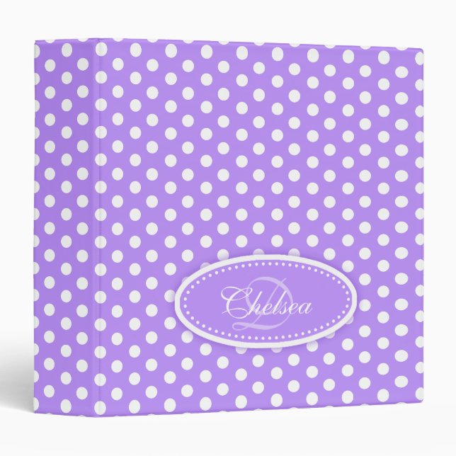 Polka dot patterned purple add your name folder (Front/Spine)